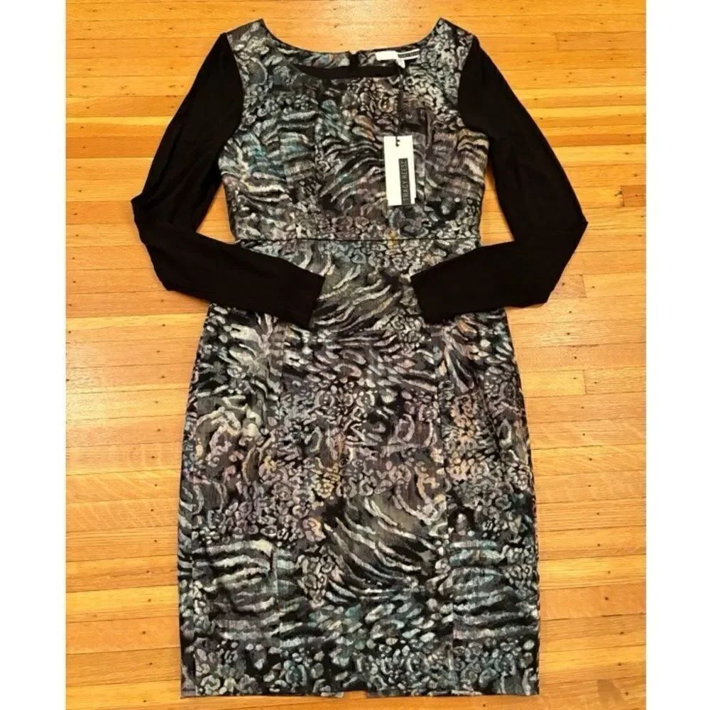 Tracy Reese long sleeve black contrast shirt dress NWT